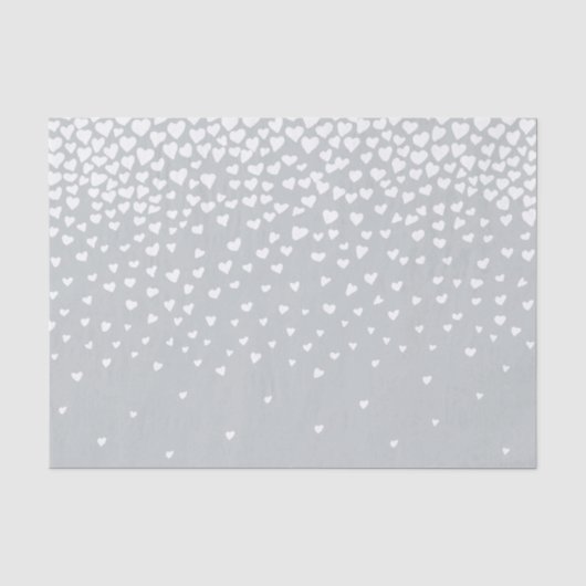 Gray White Confetti Hearts Seidenpapier (Vorderseite)