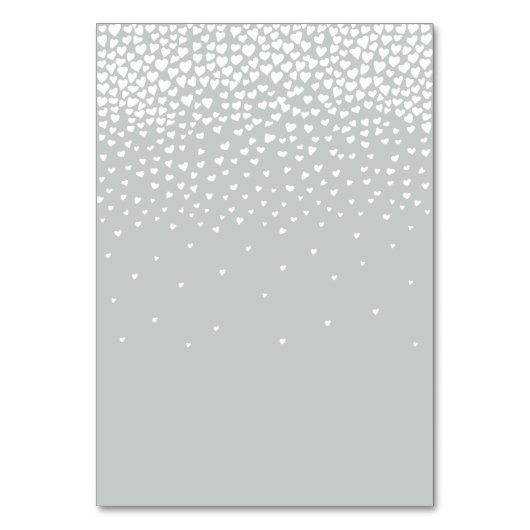 Gray White Confetti Hearts Tischnummer (Rückseite)