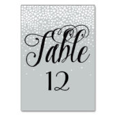 Gray White Confetti Hearts Tischnummer (Vorderseite)