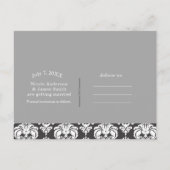 Gray & White Damask Chic Wedding Save the Date Ankündigungspostkarte (Rückseite)