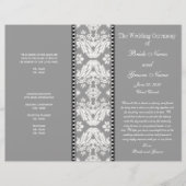 Gray White Damask Hochzeitsprogramm (Vorderseite)