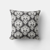Gray & White Damask Modernes, elegantes Muster Kissen (Vorderseite)