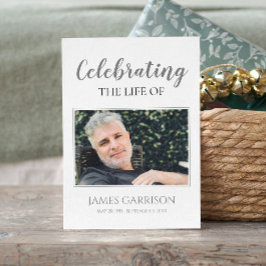 Gray White Elegante Beerdigungskarte mit Foto Begleitkarte