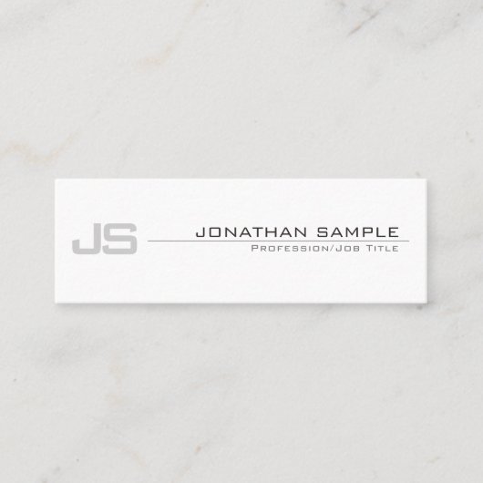 Gray White Elegany Trendy Monogram Simple Design Mini Visitenkarte (Vorderseite)