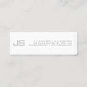 Gray White Elegany Trendy Monogram Simple Design Mini Visitenkarte (Rückseite)