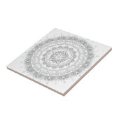 Gray White Floral Damask Mandala Fliese (Seite)
