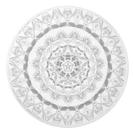 Gray White Floral Damask Mandala Keramikknauf