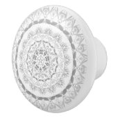 Gray White Floral Damask Mandala Keramikknauf (Rechts)
