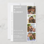Gray & White Foto Booth Collage Wedding Einladung (Vorderseite)