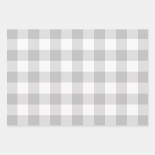 Gray White Gingham Karo Kariert neutraler Bauernho Geschenkpapier Set (Vorderseite 3)