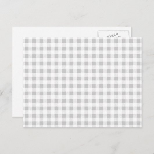 Gray White Gingham Pattern Postkarte (Vorne/Hinten)