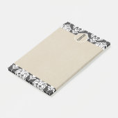Gray White Glam Damask Kraft Monogram Initial Post-it Klebezettel (angewinkelt)