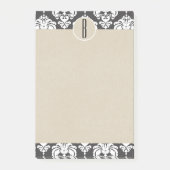 Gray White Glam Damask Kraft Monogram Initial Post-it Klebezettel (Vorderseite)