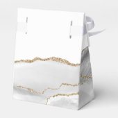 Gray White Gold Agate Script Erste Kommune Geschenkschachtel (Rückseite)