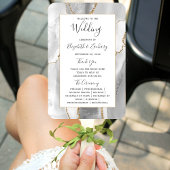 Gray White Gold Agate Wedding Program Fächer