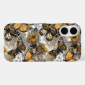 Gray White Gold Floral Butterflies Elegant Case-Mate iPhone Hülle (Rückseite (Horizontal))
