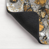 Gray White Gold Floral Butterflies Elegant Mousepad (Ecke)