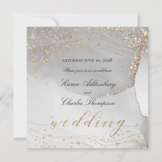 Gray White Gold Odyssey Elegante Frische Pasta mac Einladung (Vorderseite)