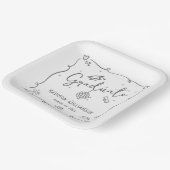 Gray White Hand Drawn Doodles Graduation Fun Retro Pappteller (Gewinkelt)