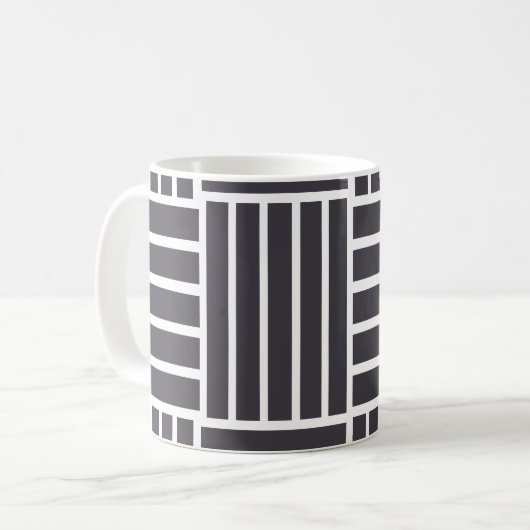 Gray White Horizontal Vertical Stripes Kaffeetasse (Vorderseite Links)