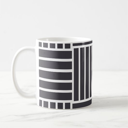 Gray White Horizontal Vertical Stripes Kaffeetasse (Links)