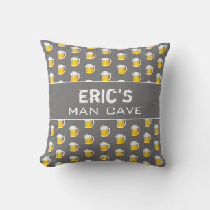 Gray White Man Cave Beer Drinker Kissen