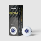 Gray White Marokcan #5 Navy 3 Initial Monogram Golfball (Verpackungen)