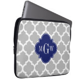 Gray White Marokcan #5 Navy 3 Initial Monogram Laptopschutzhülle (Vorne Rechts)
