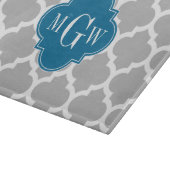 Gray White Marokcan #5 Peacock 3 Initial Monogram Schneidebrett (Ecke)