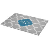 Gray White Marokcan #5 Peacock 3 Initial Monogram Schneidebrett (Ecke)
