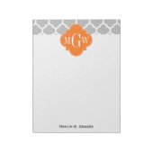 Gray White Marokcan #5 Pumpkin 3 Initial Monogram Notizblock (Rotiert)