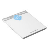 Gray White Marokcan #5 Sky Blue 3 Initial Monogram Notizblock (angewinkelt)