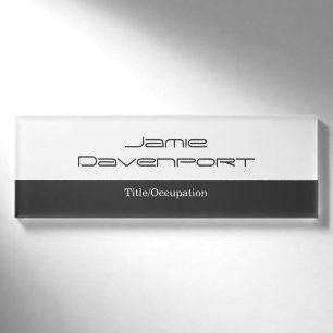 Gray White Minimal Moderne Bold Namenschild