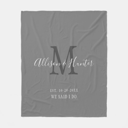 Gray White Names Wedding etablierte Keepake Fleecedecke (Vorderseite)