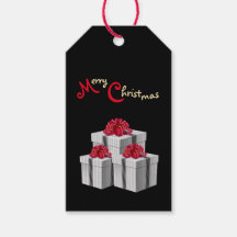 Gray White Pinstripe präsentiert Red Bow auf Black