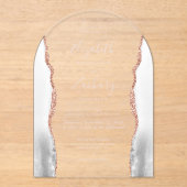 Gray White Rose Gold Agate Pale Pink Arch Wedding Acryleinladungen (Vorderseite)