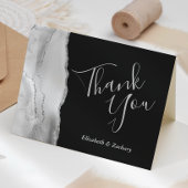 Gray White Silver Agate Dark Wedding Danke Karte