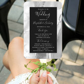 Gray White Silver Agate Dark Wedding Program Fächer