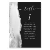 Gray White Silver Agate Dark Wedding Tischnummer (Vorderseite)