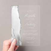 Gray White Silver Agate Wedding Acryleinladungen (Insitu (Handheld))