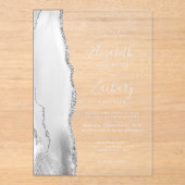 Gray White Silver Agate Wedding Acryleinladungen (Vorderseite)