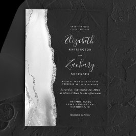 Gray White Silver Agate Wedding Acryleinladungen