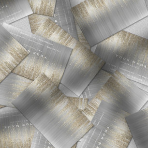 Gray White Silver Metallic Gold Matrix Cyber Rain Visitenkarte