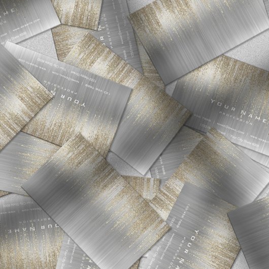Gray White Silver Metallic Gold Matrix Cyber Rain Visitenkarte