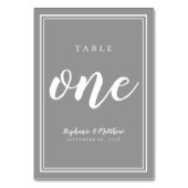 Gray White Simple Wedding Tischnummer One (Vorderseite)