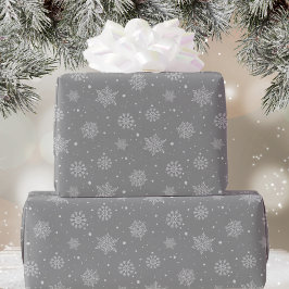 Gray White Snowflakes Pattern Christmas Holiday Geschenkpapier