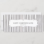 Gray White Stripe Vintage Bow Gift Certificate (Vorderseite)