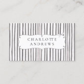 Gray White Stripe Vintage Bow  Visitenkarte (Vorderseite)