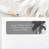 Gray White Wedding Colors Palm Tree Address Labels (Insitu)