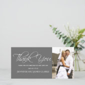 Gray White Wedding danke Ihnen Foto Cards (Stehend Vorderseite)
